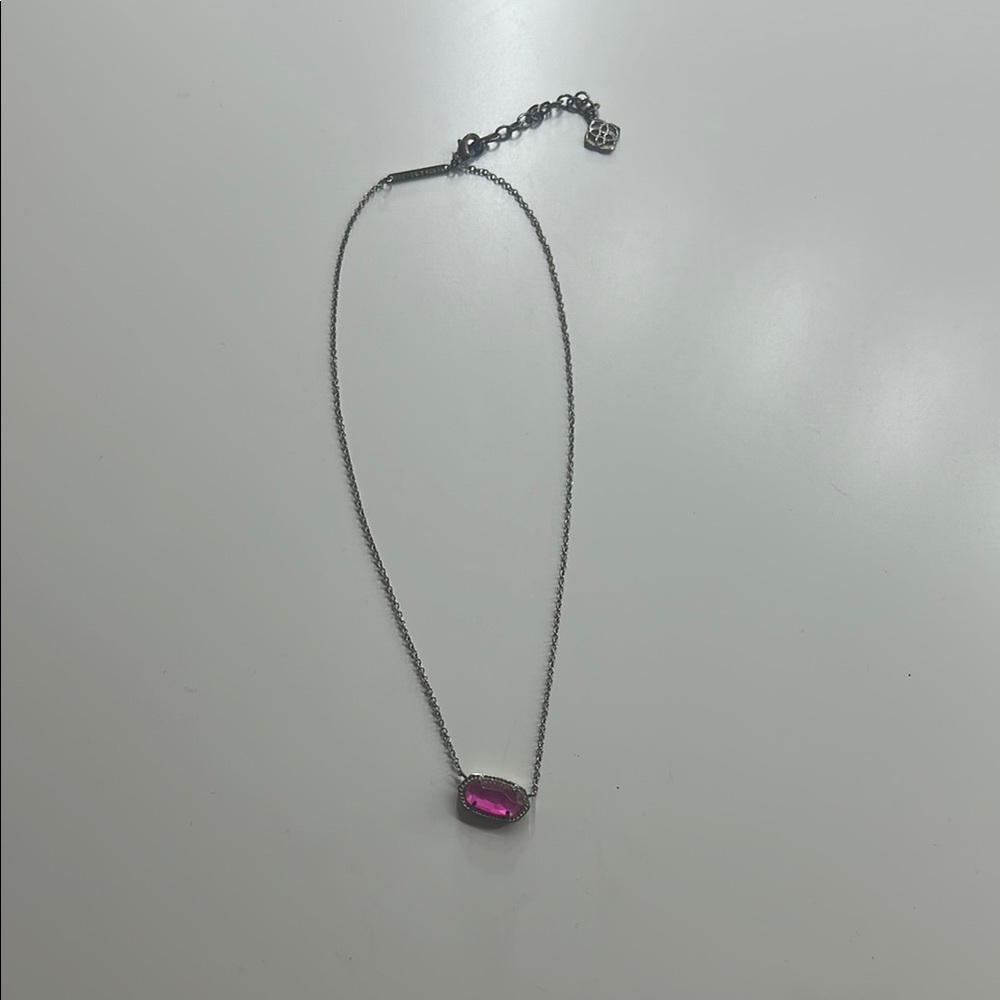 Elegant Silver Kendra Scott Necklace with Pink Gemstone